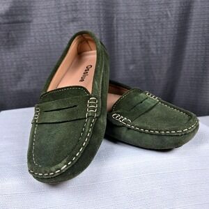 Osslue Womens Green Suede Penny Loafers Driving Shoes Size 6.5